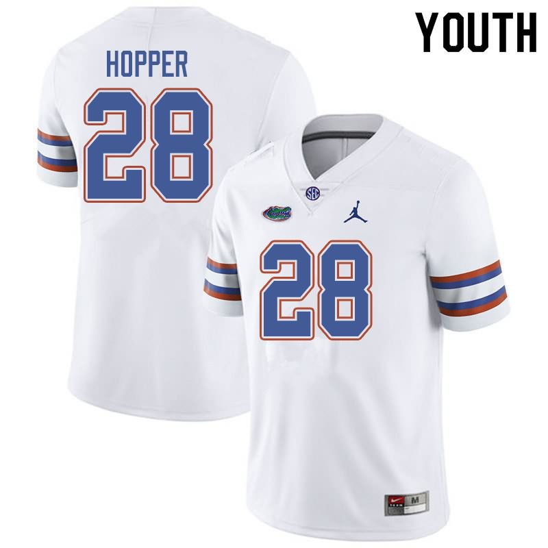 Youth NCAA Florida Gators Ty'Ron Hopper #28 Stitched Authentic Jordan Brand White College Football Jersey QYR0365BL